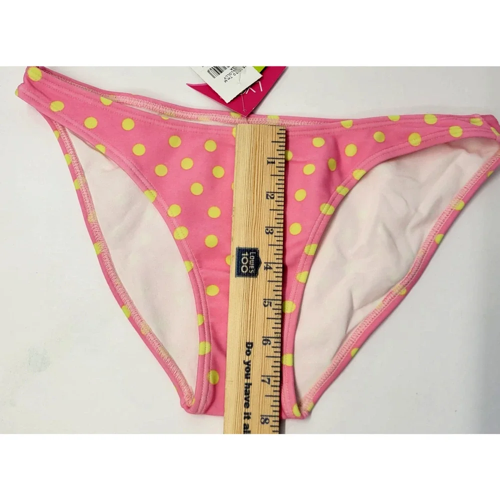 Pink Polka Dot Bikini Bottom Womens Medium Retro Beach‎ Babe Bright NEW
